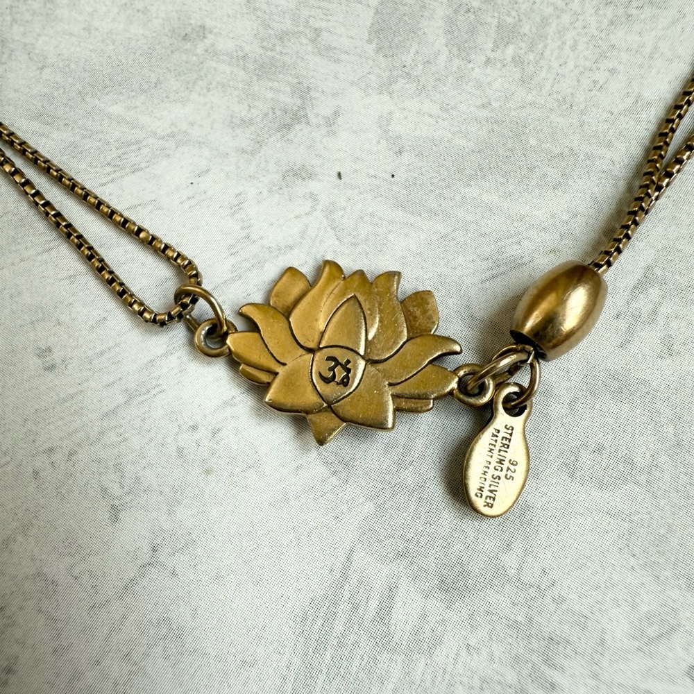 Alex and Ani Lotus Peace Petals Adjustable Necklace lotus flower charm Om